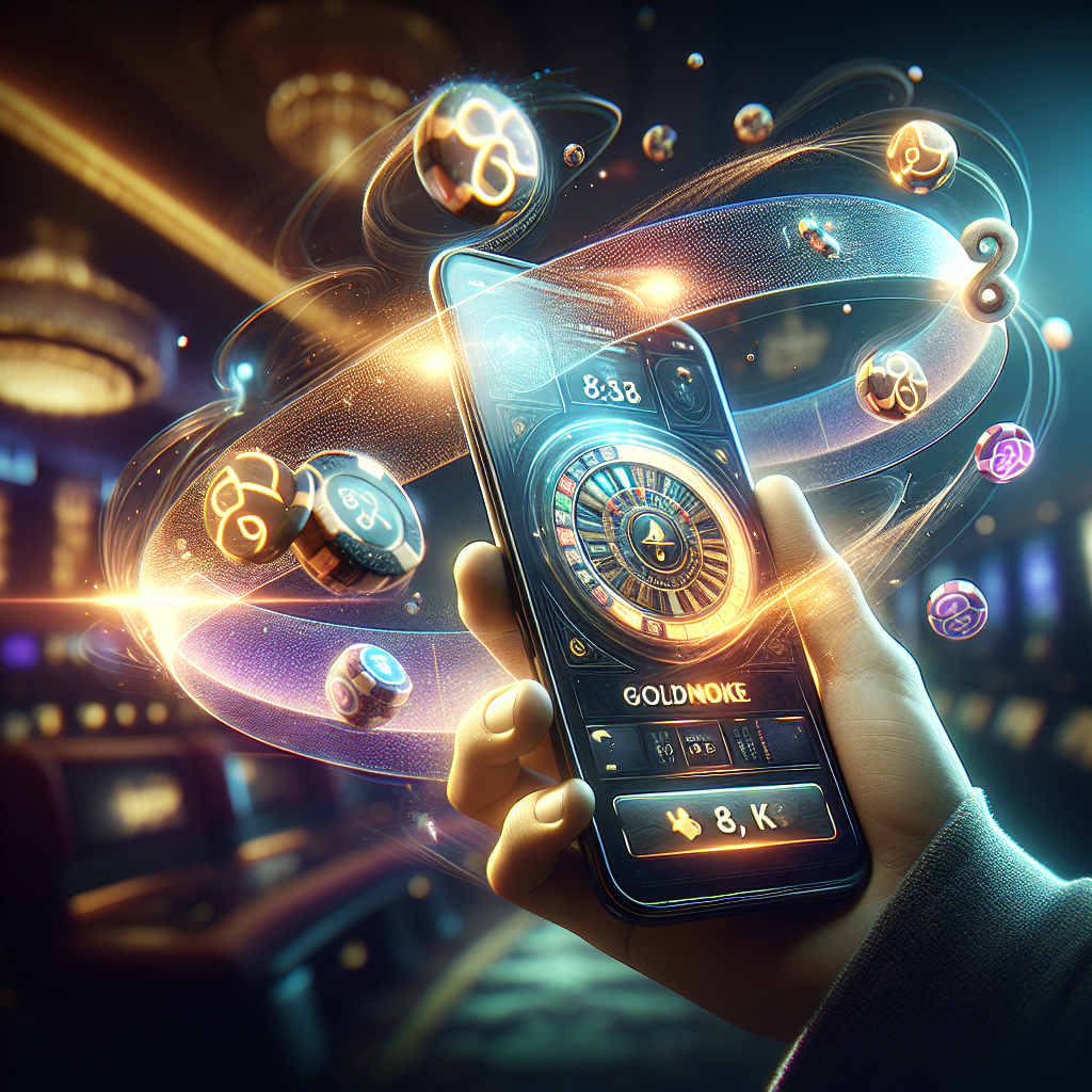 Banner con smartphone mostrando la app de Doradobet, rodeado de elementos de casino y espacio para titular.